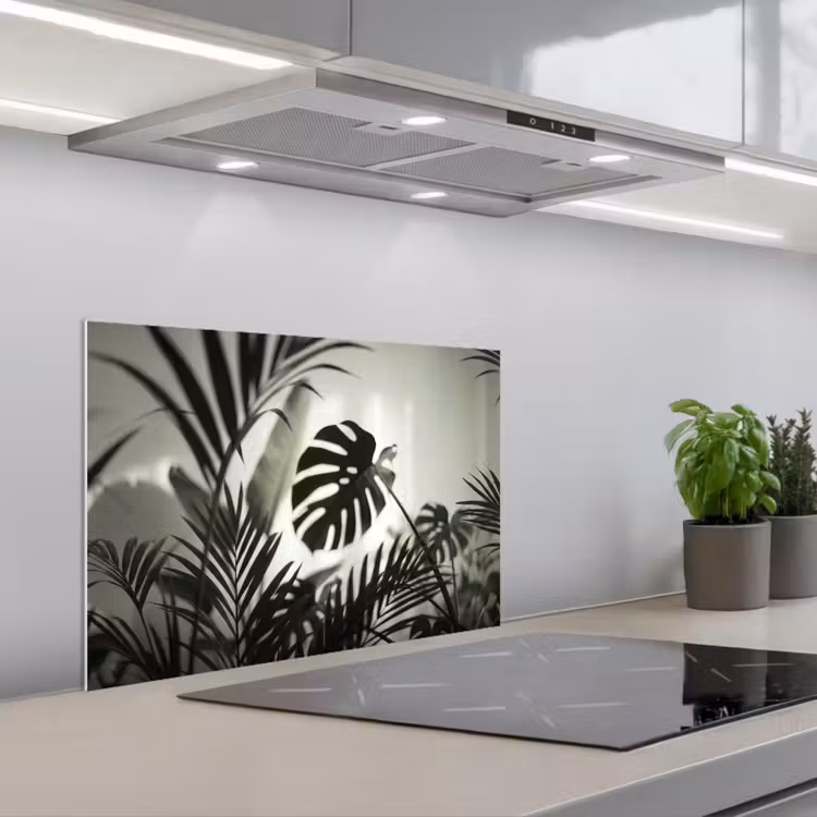 Planten - Bladeren - Natuur - Minimalistisch - Groen keuken achterwand spatscherm klein -3d_schuin