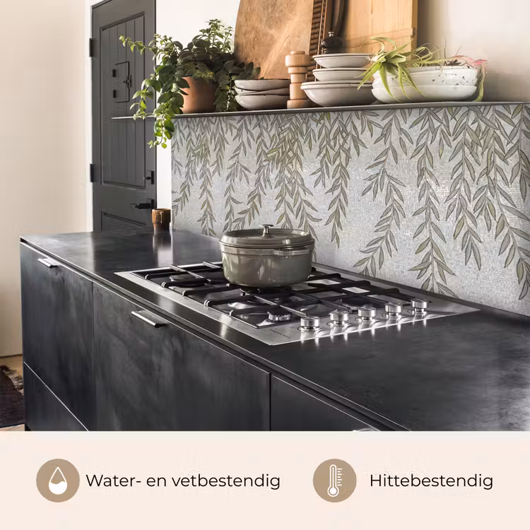 Planten - Mozaïek - Patroon - Groen - Blauw keuken achterwand 2 middel -usp_NL