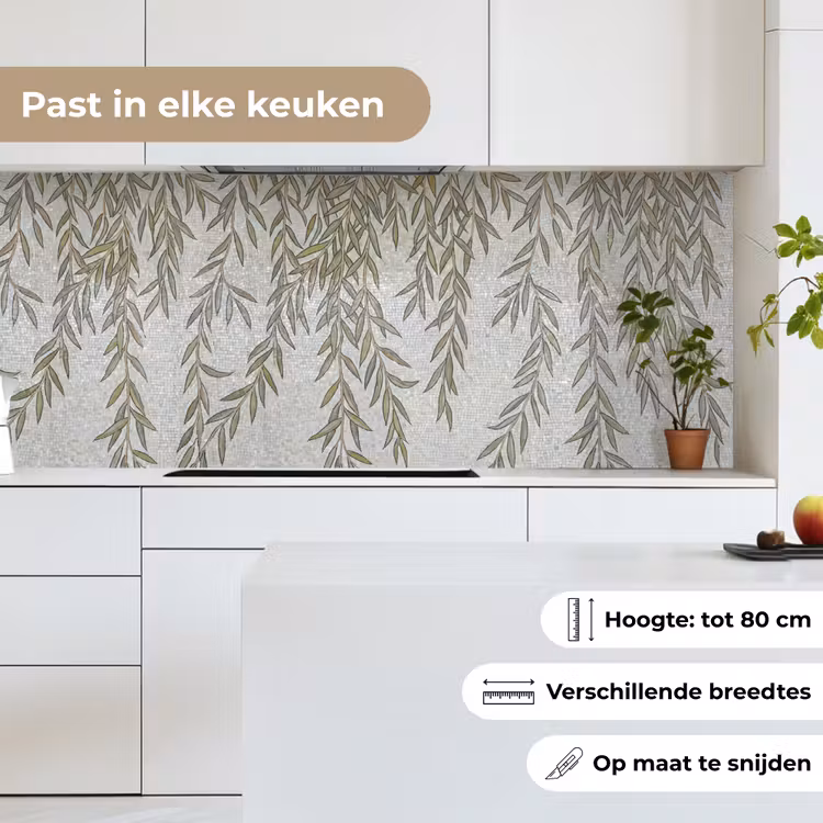 Planten - Mozaïek - Patroon - Groen - Blauw keuken achterwand 2 middel -sfeer4_NL
