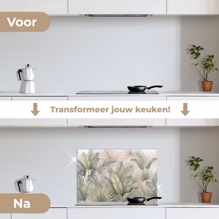 Planten - Tropisch - Bladeren - Groen - Natuur keuken achterwand spatscherm klein -voor_na_NL