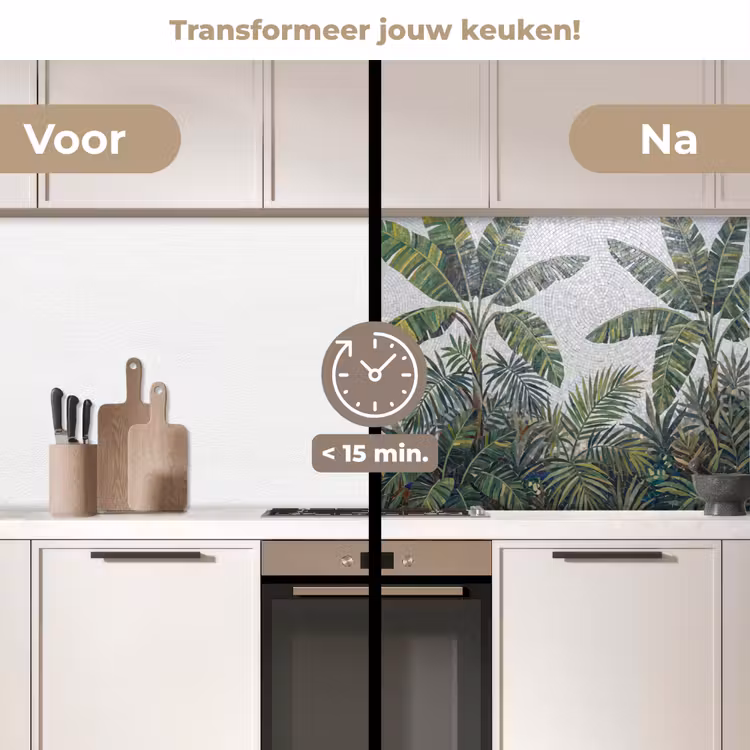 Planten - Tropisch - Mozaïek - Groen - Natuur keuken achterwand 2 middel -voor-na2_NL