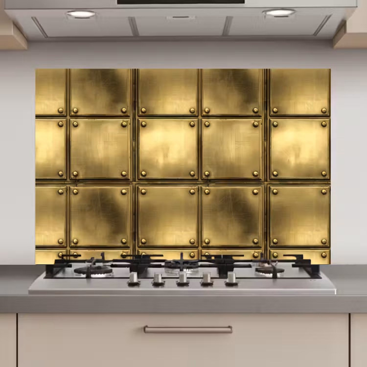 Platen - Industrieel - Stoer - Goud keuken achterwand spatscherm klein 900 -3d_website