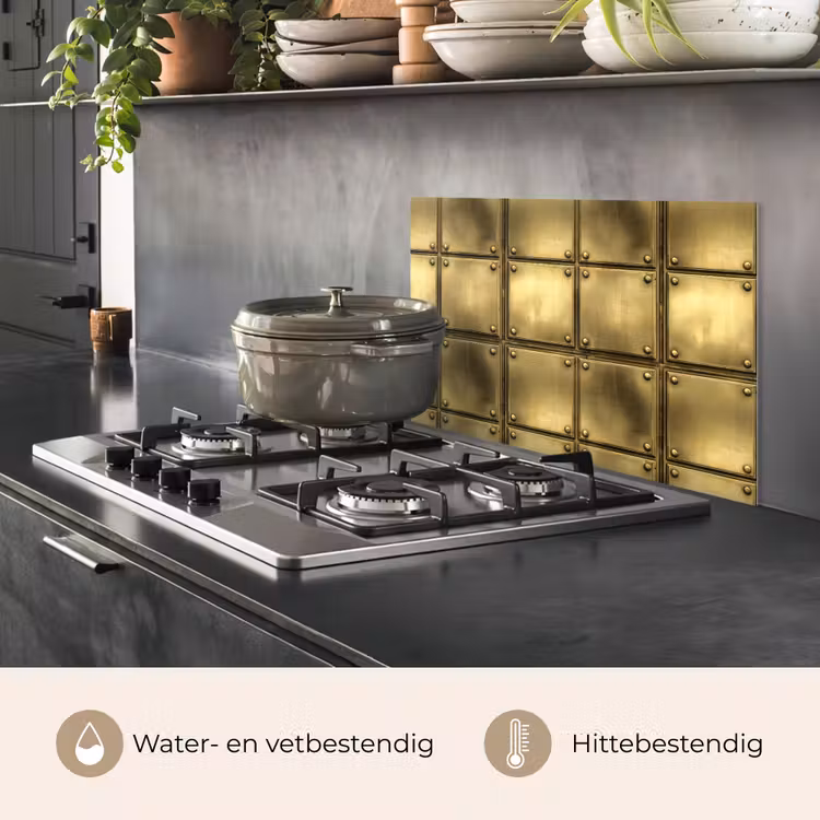 Platen - Industrieel - Stoer - Goud keuken achterwand spatscherm klein 900 -usp_NL