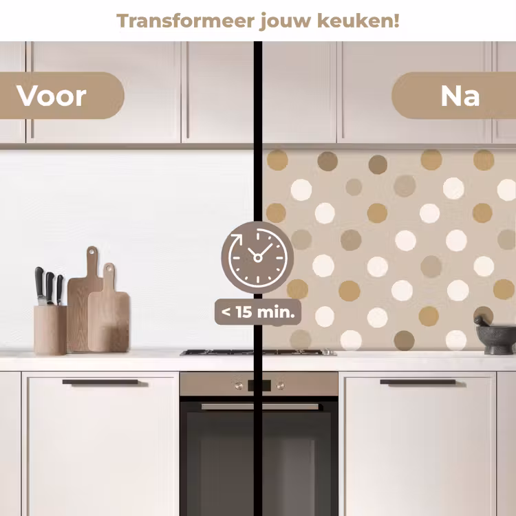 Polka - Dots - Beige keuken achterwand 2 middel 871 -voor-na2_NL