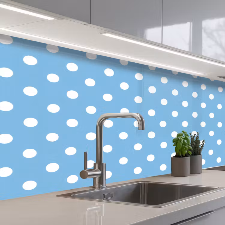 Polka - Dots - Blauw keuken achterwand 2 middel 871 -3d_schuin