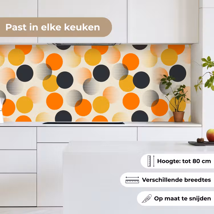 Polkadot - Design - Retro - Oranje keuken achterwand 2 middel 871 -sfeer4_NL