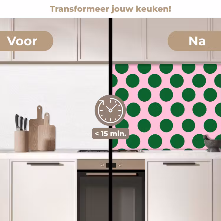 Polkadots - Patroon - Groen keuken achterwand 2 middel 871 -voor-na2_NL