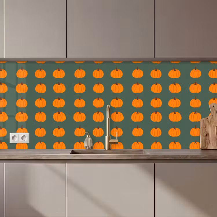 Pompoen - Patroon - Oranje keuken achterwand 2 middel 871 zz_3dshopping