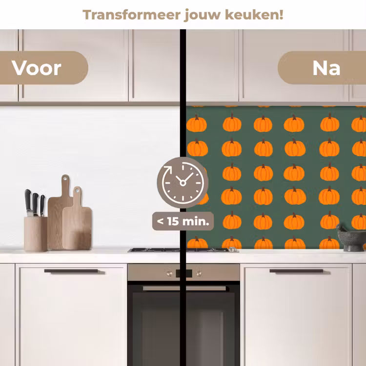 Pompoen - Patroon - Oranje keuken achterwand 2 middel 871 -voor-na2_NL