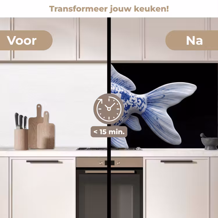Porselein - Goudvis - Delfts - Blauw keuken achterwand 2 middel -voor-na2_NL