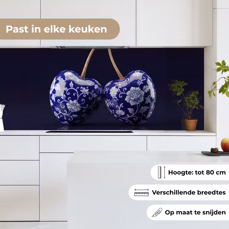 Porselein- Kersen - Delfts - Blauw keuken achterwand 2 middel -sfeer4_NL