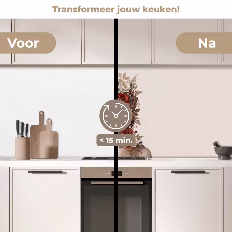 Portret - Bloemen - Cremé keuken achterwand 2 middel -voor-na2_NL