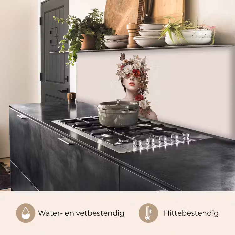Portret - Bloemen - Cremé keuken achterwand 2 middel -usp_NL