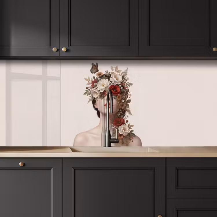 Portret - Bloemen - Cremé keuken achterwand 2 middel -sfeer1