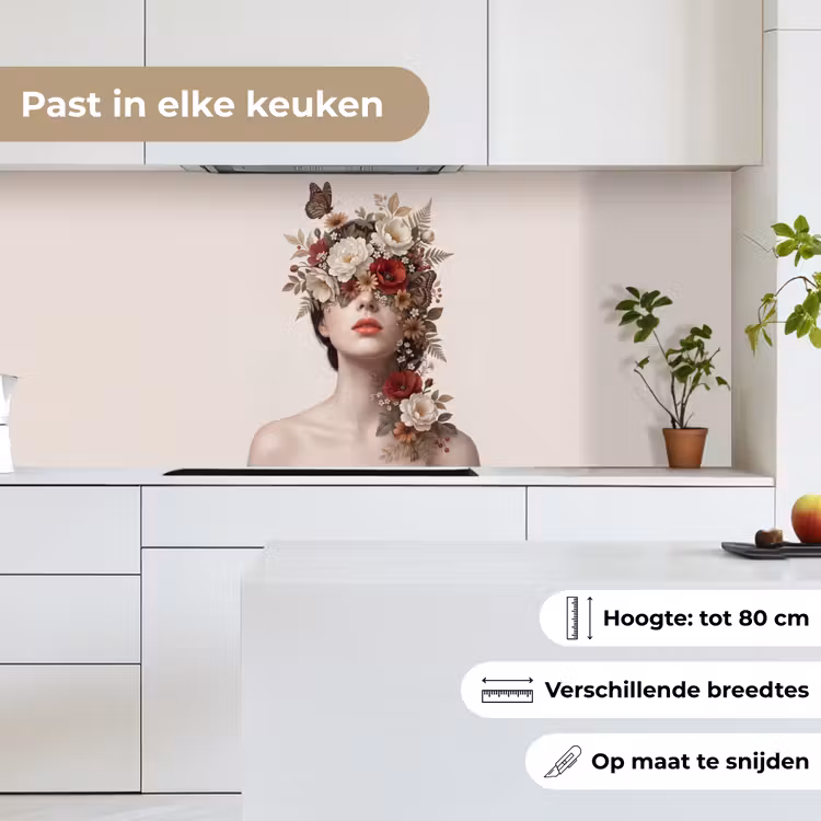 Portret - Bloemen - Cremé keuken achterwand 2 middel -sfeer4_NL