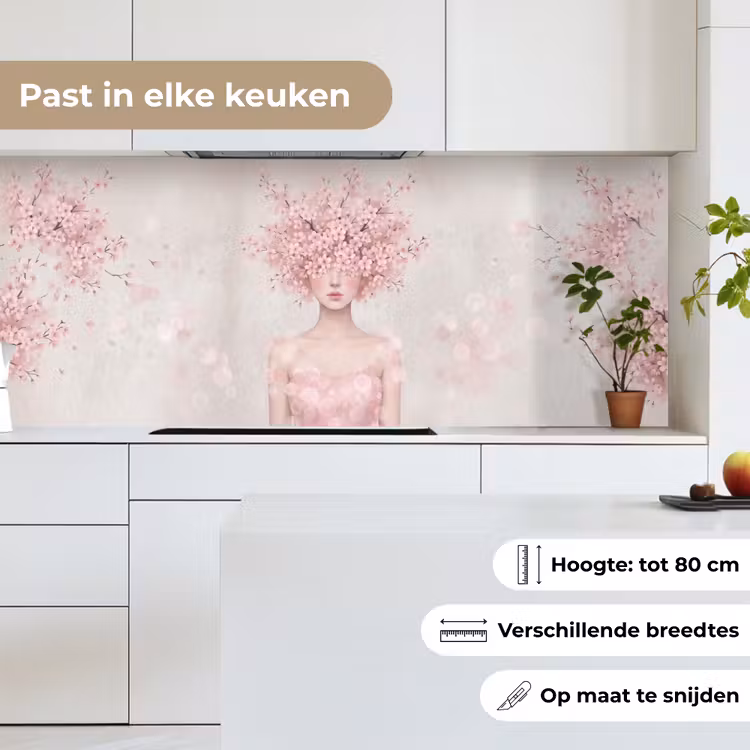 Portret - Kersenbloesem - Roze keuken achterwand 2 middel -sfeer4_NL