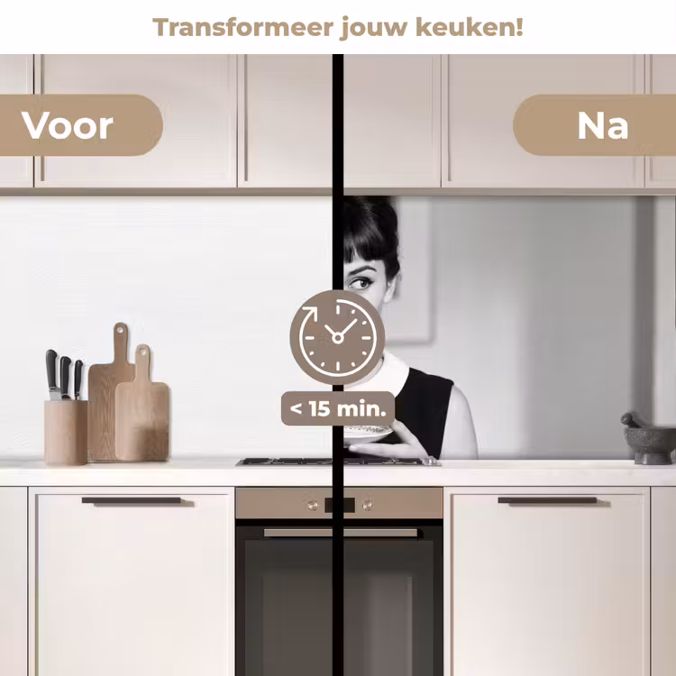 Portret - Thee - Vrouw keuken achterwand 2 middel -voor-na2_NL