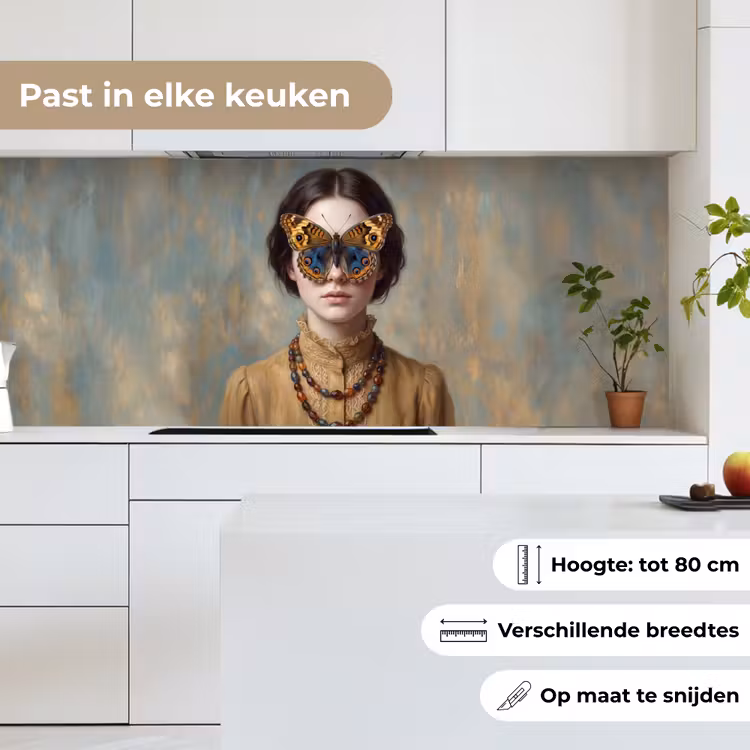 Portret - Vlinder - Kleurrijk keuken achterwand 2 middel -sfeer4_NL