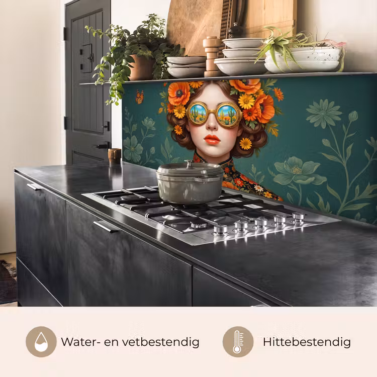 Portret - Vrouw - Kleurrijk - Expressief keuken achterwand 2 middel -usp_NL