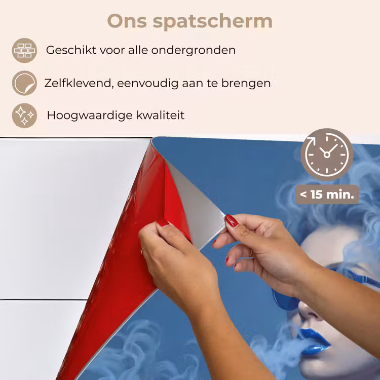 Portret - Zonnebril - Rook - Abstract - Blauw keuken achterwand spatscherm klein -spatscherm_NL