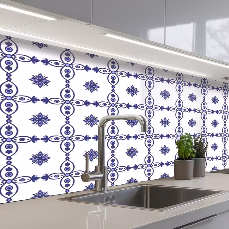 Portugal - Patronen - Blauw keuken achterwand 2 middel 871 -3d_schuin