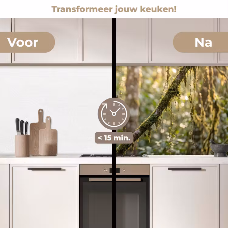 Quetzal - Jungle - Natuur - Groen keuken achterwand 2 middel -voor-na2_NL