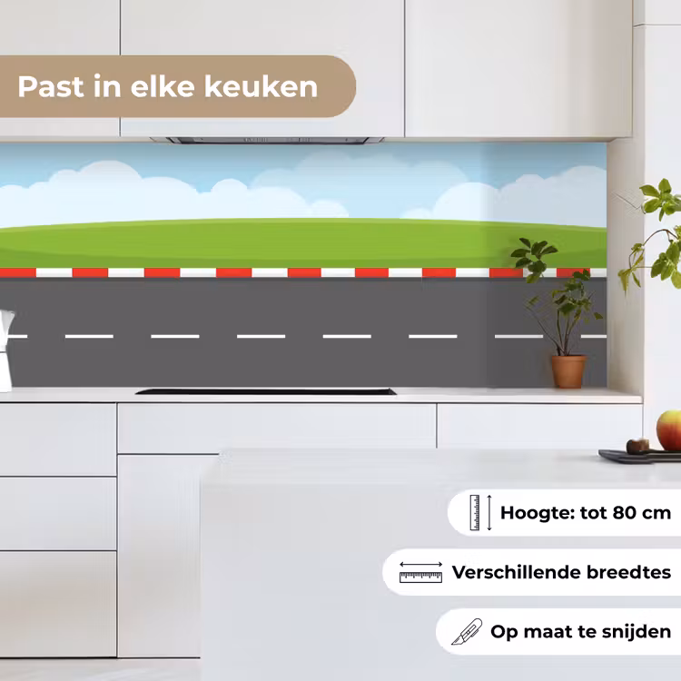 Racebaan - Illustratie - Sport - Kleurrijk keuken achterwand 2 middel -sfeer4_NL