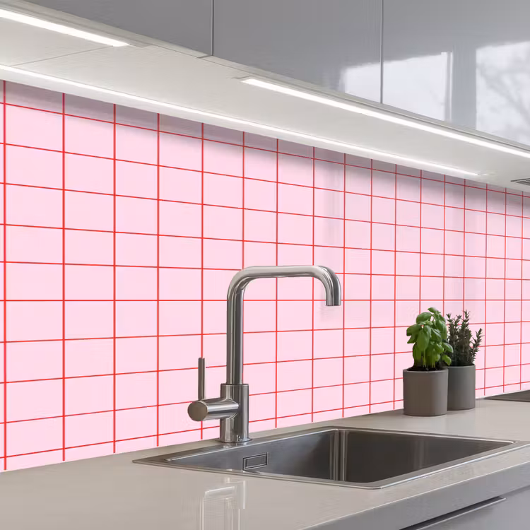 Raster - Patroon - Roze keuken achterwand 2 middel 871 -3d_schuin