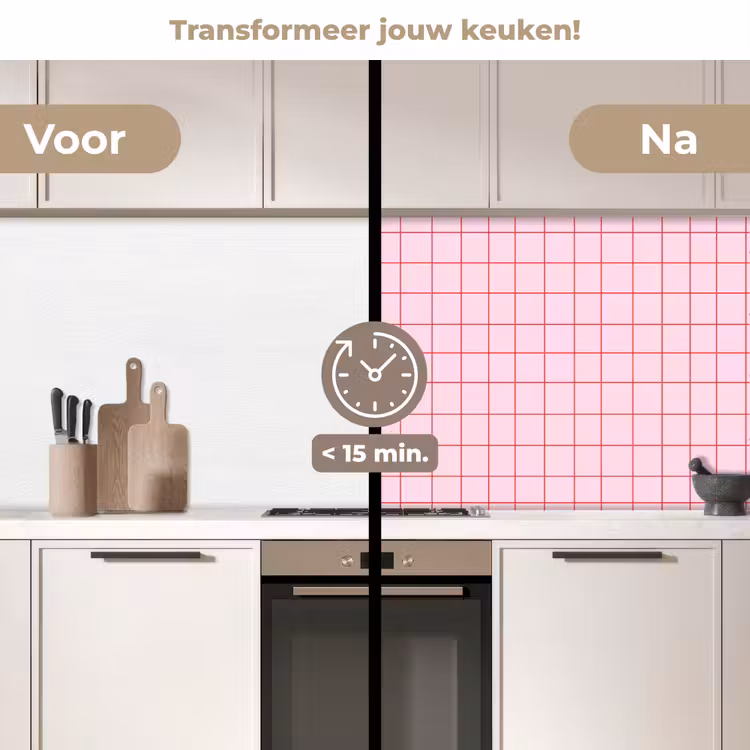 Raster - Patroon - Roze keuken achterwand 2 middel 871 -voor-na2_NL