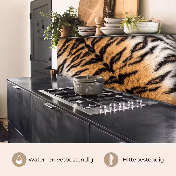 Realistisch - Tijgervacht - Zwart keuken achterwand 2 middel -usp_NL