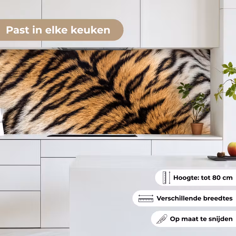 Realistisch - Tijgervacht - Zwart keuken achterwand 2 middel -sfeer4_NL