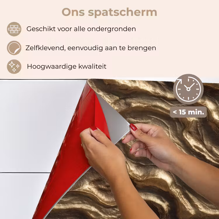 Reliëf - Golven - Abstract - Bronsgoud keuken achterwand spatscherm klein 900 -spatscherm_NL