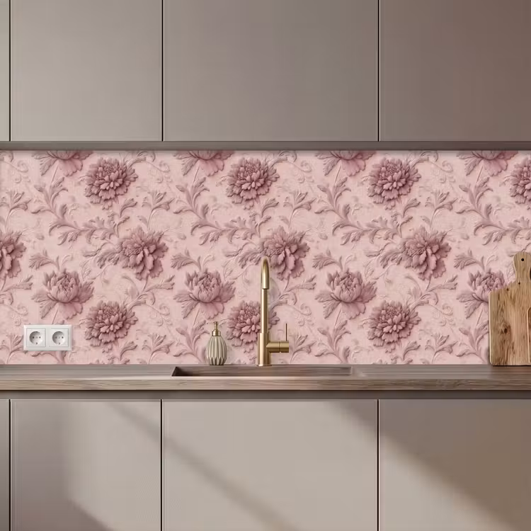 Reliëf - Pioenrozen - Roze keuken achterwand 2 middel 871 zz_3dshopping