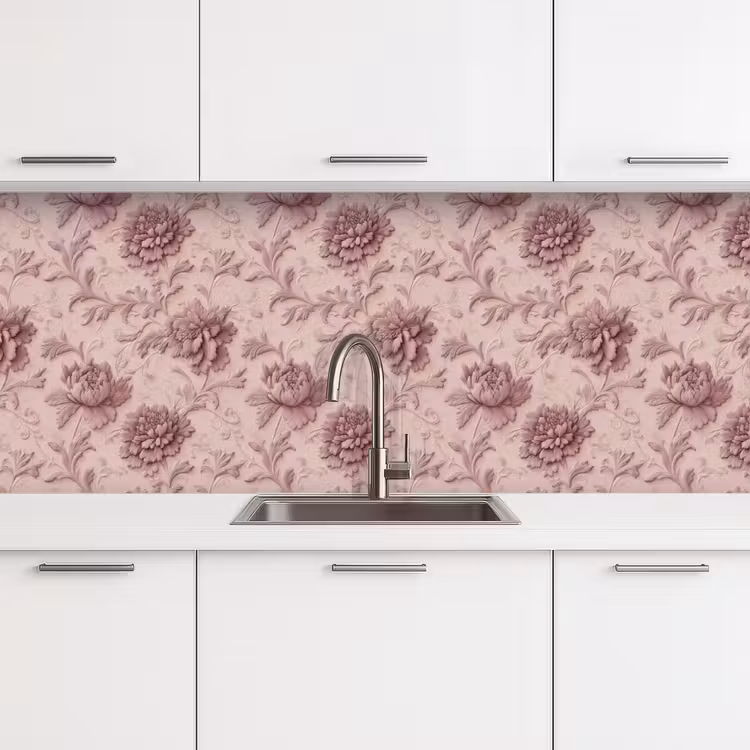 Reliëf - Pioenrozen - Roze keuken achterwand 2 middel 871 -3d