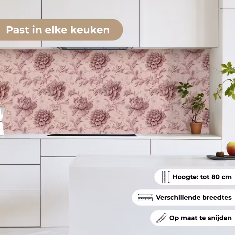 Reliëf - Pioenrozen - Roze keuken achterwand 2 middel 871 -sfeer4_NL
