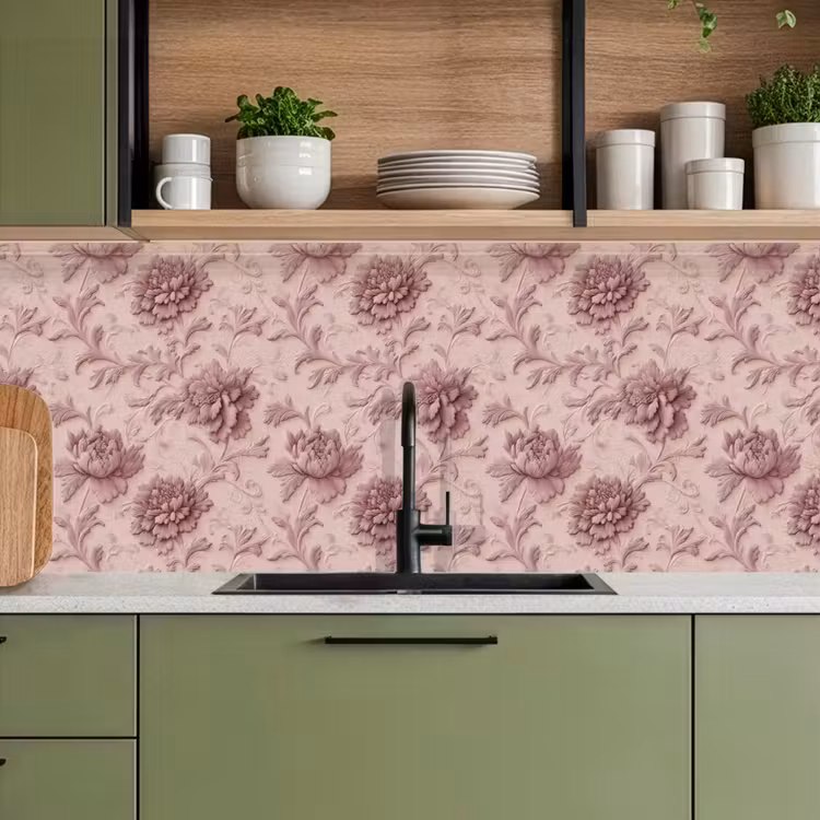 Reliëf - Pioenrozen - Roze keuken achterwand 2 middel 871 -sfeer3