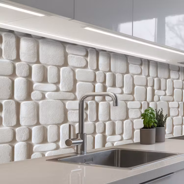Reliëf - Structuur - Wit keuken achterwand 2 middel 871 -3d_schuin