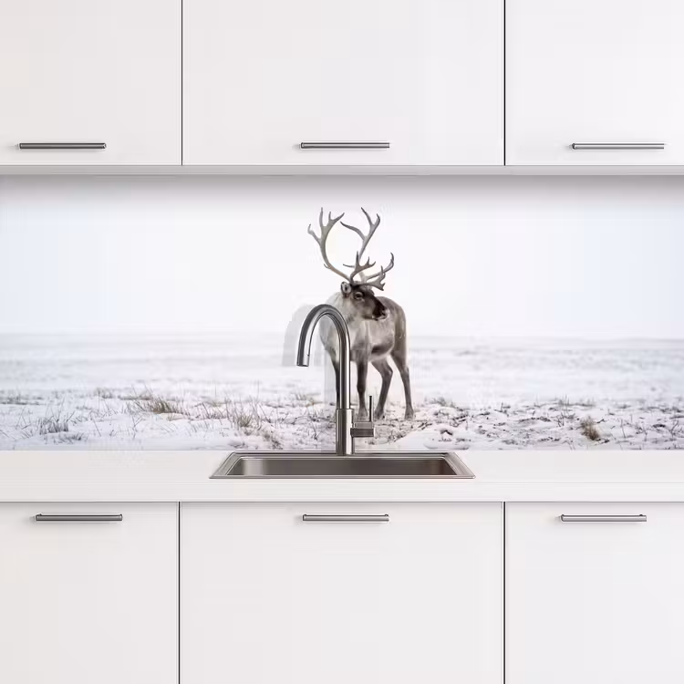 Rendier - Gewei - Sneeuw - Winter keuken achterwand 2 middel -3d