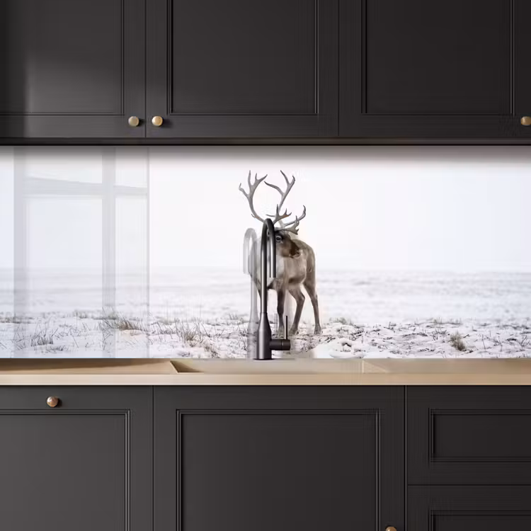 Rendier - Gewei - Sneeuw - Winter keuken achterwand 2 middel -sfeer1