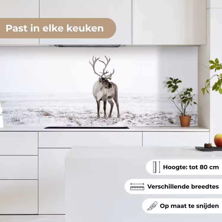 Rendier - Gewei - Sneeuw - Winter keuken achterwand 2 middel -sfeer4_NL
