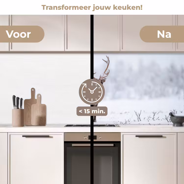 Rendier - Gewei - Toendra - Sneeuw - Wild keuken achterwand 2 middel -voor-na2_NL