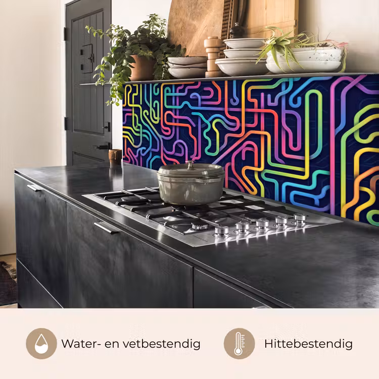 Retro - Abstract - Neon keuken achterwand 2 middel -usp_NL