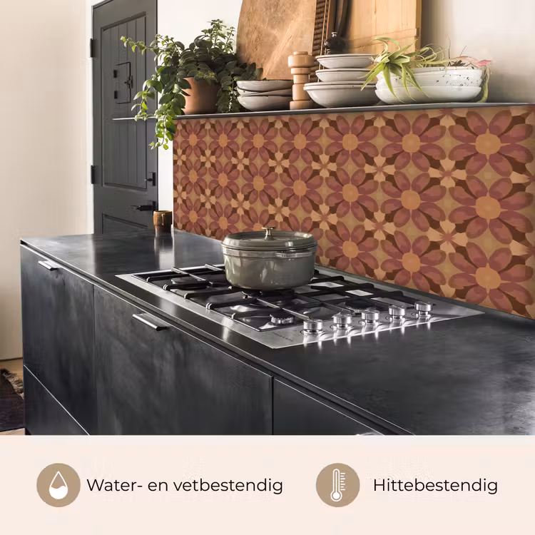 Retro - Bloemen - Bruin keuken achterwand 2 middel 871 -usp_NL