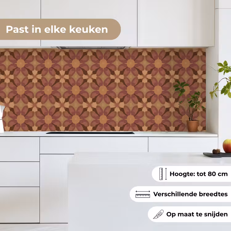Retro - Bloemen - Bruin keuken achterwand 2 middel 871 -sfeer4_NL