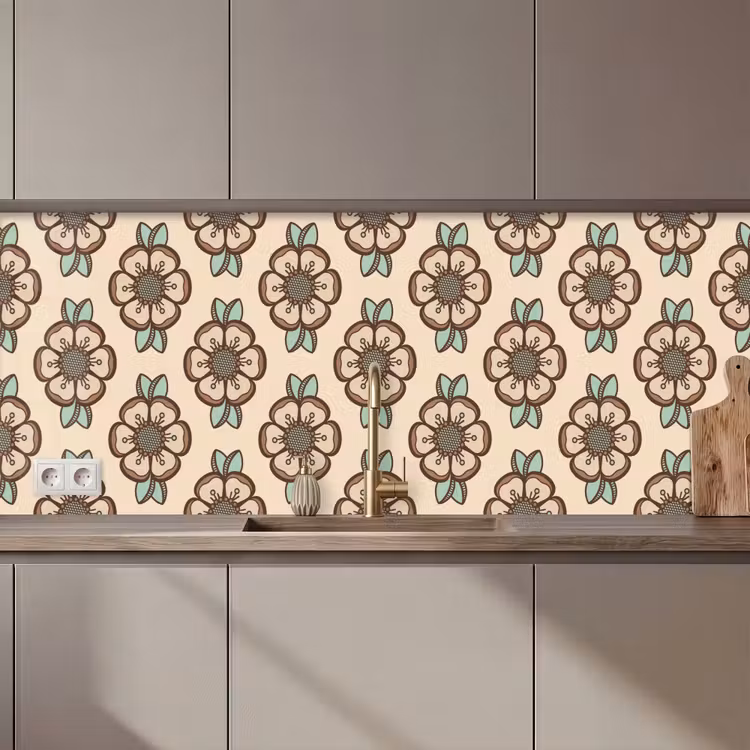 Retro - Bloemen - Design keuken achterwand 2 middel 871 zz_3dshopping