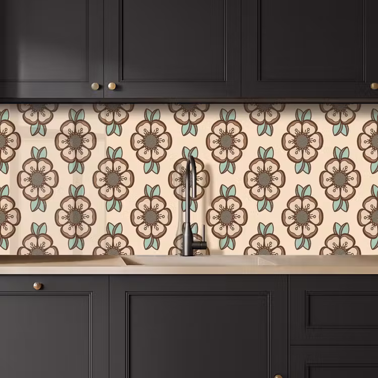Retro - Bloemen - Design keuken achterwand 2 middel 871 -sfeer1