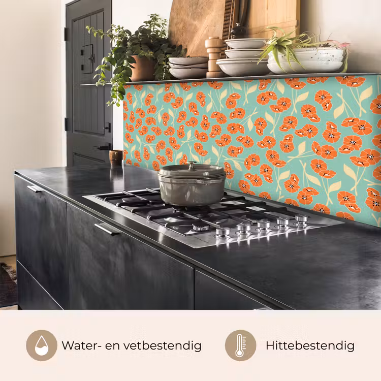 Retro - Bloemen - Design - Oranje keuken achterwand 2 middel 871 -usp_NL