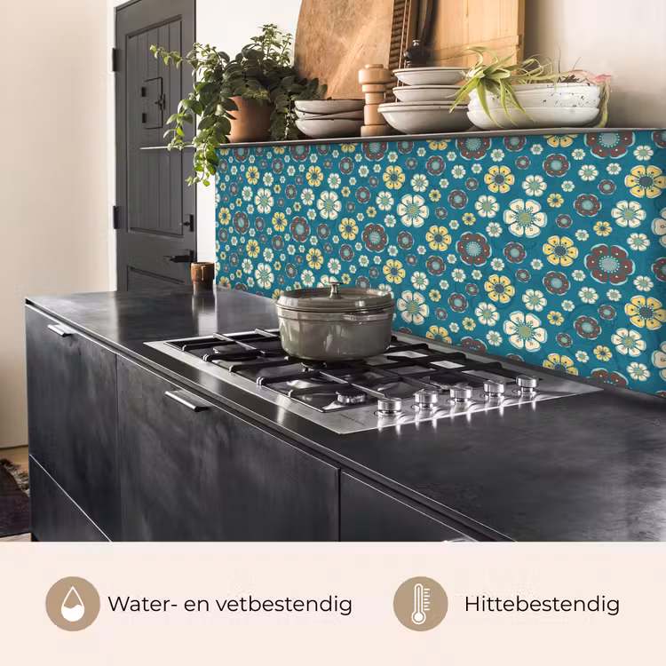 Retro - Bloemen - Patronen - Blauw keuken achterwand 2 middel 871 -usp_NL