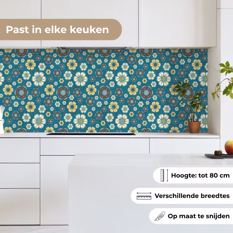 Retro - Bloemen - Patronen - Blauw keuken achterwand 2 middel 871 -sfeer4_NL
