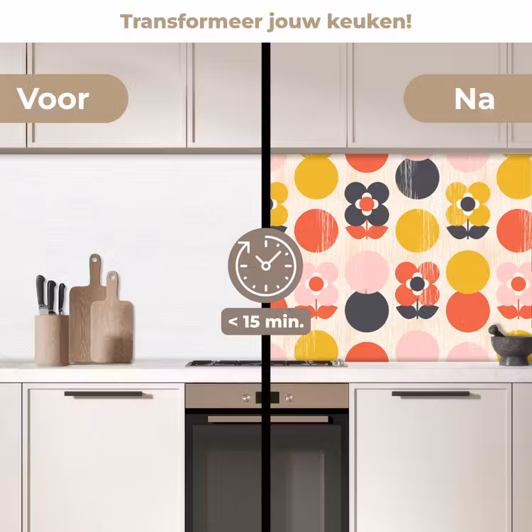 Retro - Design - Bloemen - Pastel keuken achterwand 2 middel 871 -voor-na2_NL